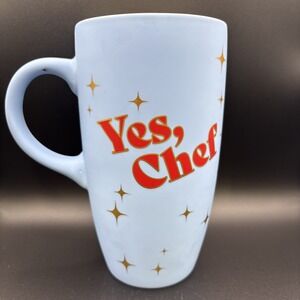 Jubillee Yes, Chef Mug 6.5" Tall Baby Blue With Stars And Red Letters